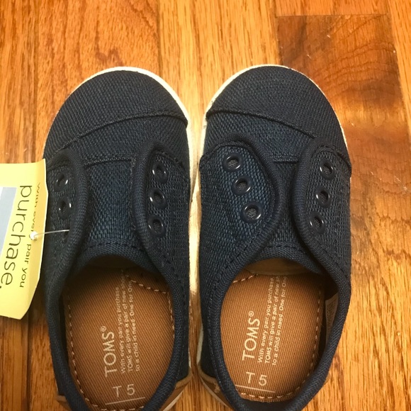 Toms Tiny Deep Ocean Burlap Paseo Sneaker - Picture 4 of 8